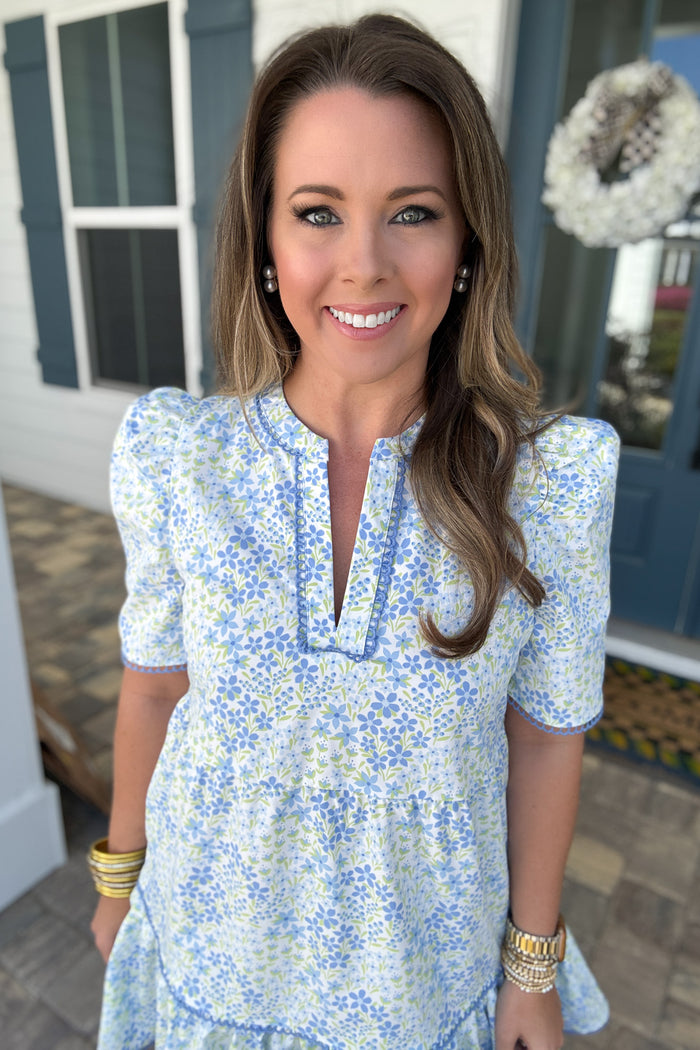 Mary Square: Adelyn Dress -  Larkspur Fields Blue - B Social Boutique