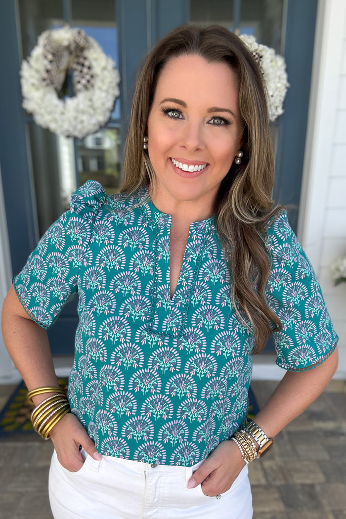Mary Square: Adelyn Top-  Sushower Flora Ocean