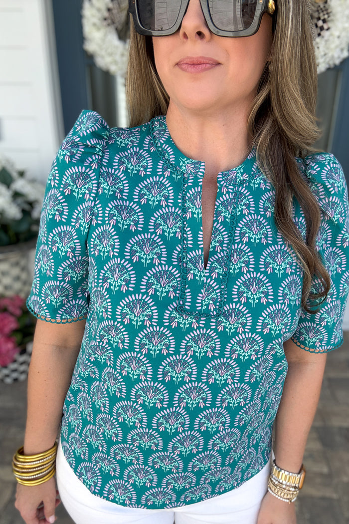 Mary Square: Adelyn Top-  Sushower Flora Ocean
