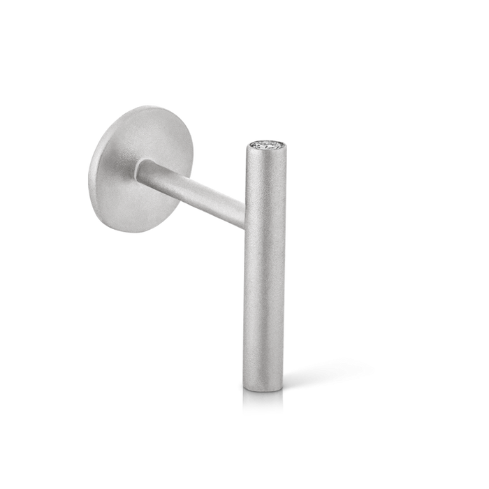 Matte Round Bar with Diamond Ends Threaded Stud Earring
