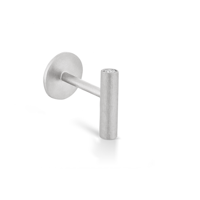 Matte Round Bar with Diamond Ends Threaded Stud Earring