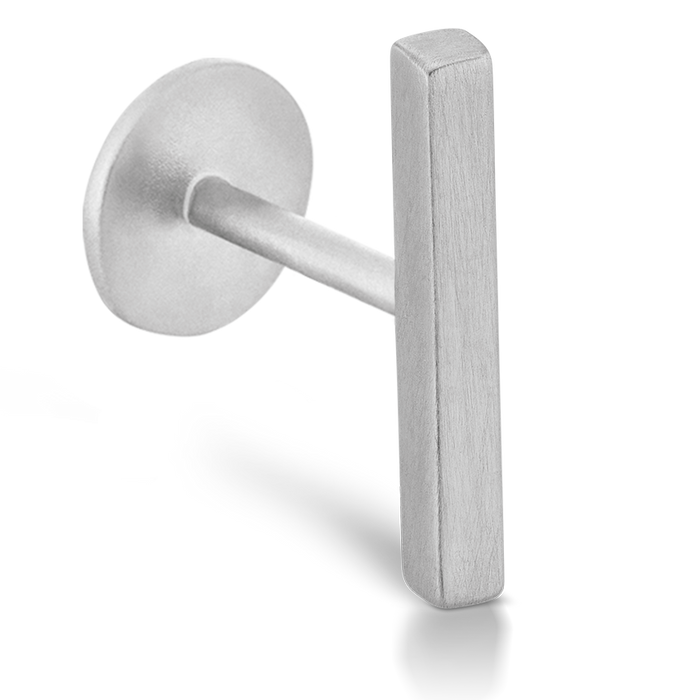 Matte Square Bar Threaded Stud Earring With Titanium Backing