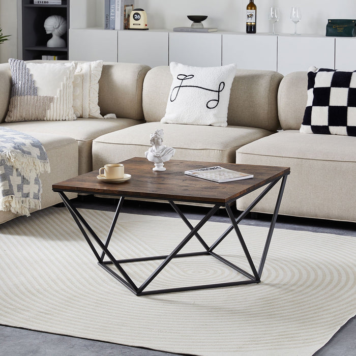 Mayme Industrial Coffee Table [Oak Pattern] [MDF]