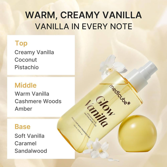 Medicube Glow Vanilla Hair & Body Fragrance Mist 30ml - TRAVEL SIZE معطر للجسم والشعر برائحة الفانيليا من ميديكوب جلو، حجم مناسب للسفر - Princess Cosmetics Qatar
