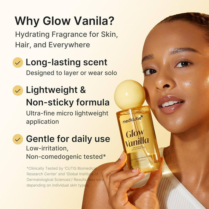 Medicube Glow Vanilla Hair & Body Fragrance Mist 30ml - TRAVEL SIZE معطر للجسم والشعر برائحة الفانيليا من ميديكوب جلو، حجم مناسب للسفر - Princess Cosmetics Qatar