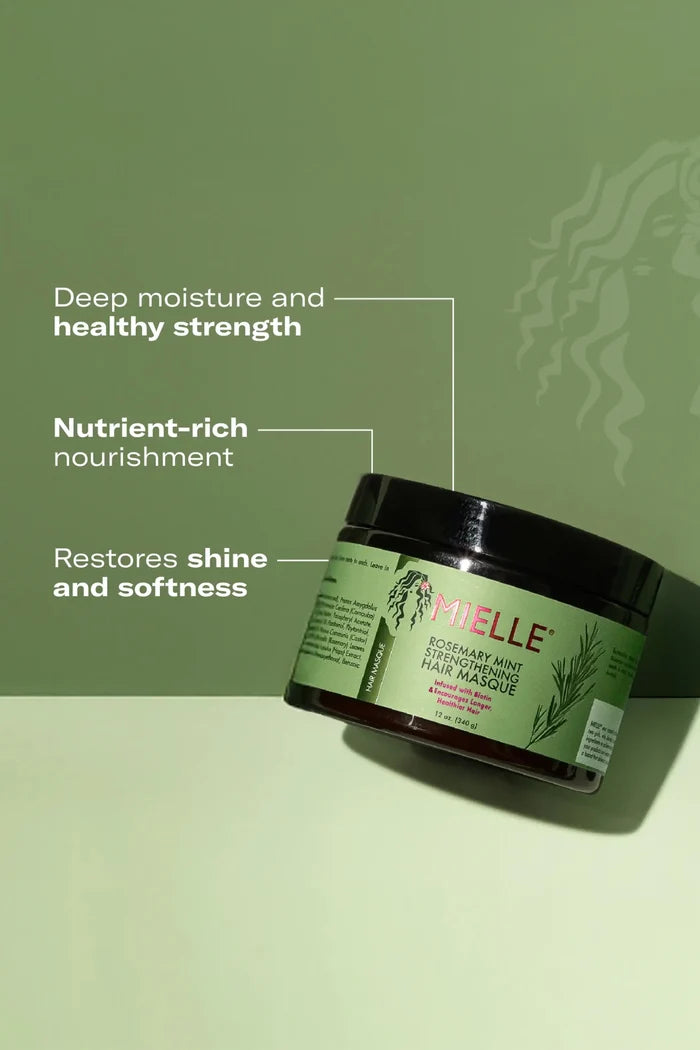 MIELLE ROSEMARY MINT HAIR MASQUE 1.75oz | STRENGTHENING HAIR MASK MIELLE ORGANICS