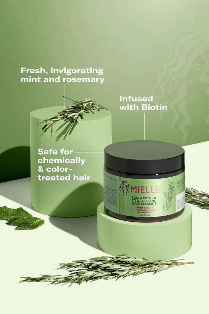 MIELLE ROSEMARY MINT HAIR MASQUE 1.75oz | STRENGTHENING HAIR MASK MIELLE ORGANICS