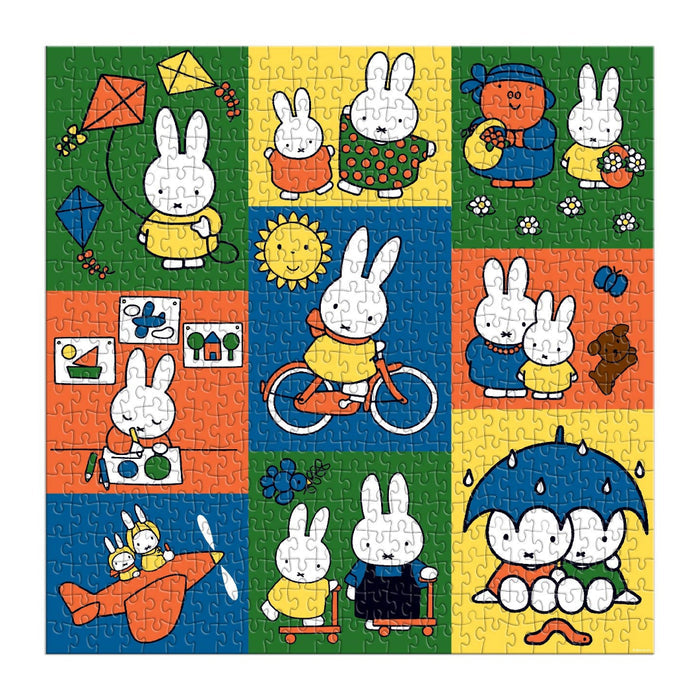 Children's puzzle with Miffy characters in colorful squares