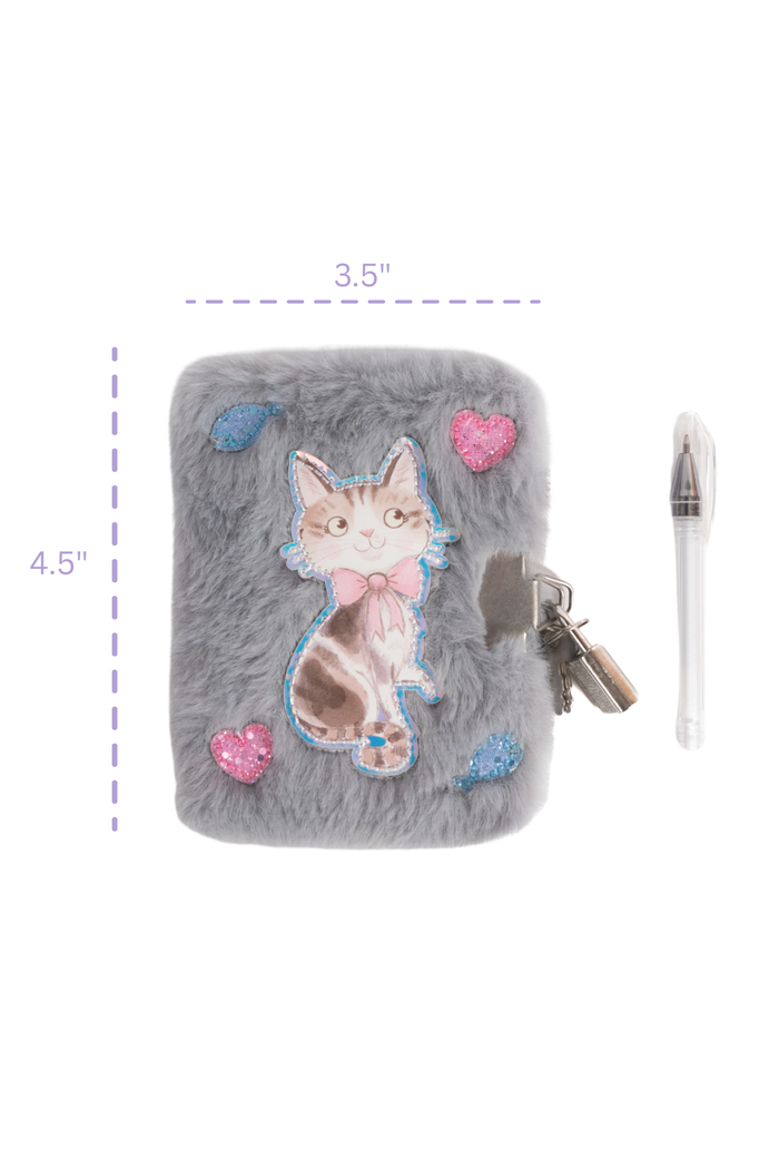 Mini Furry Journal with Lock & Pen