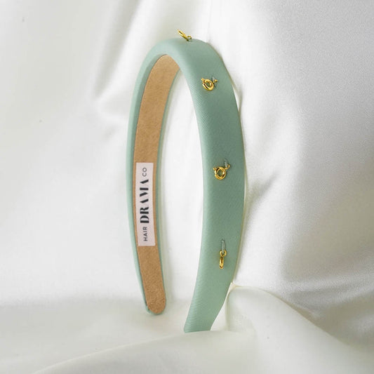 Mint Green Puff Hair Band - 8 Charms