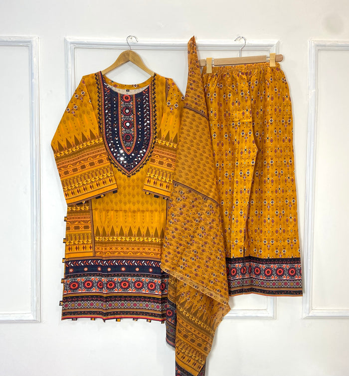 Mirrored Majesty 3PC (Khaddar) D-165