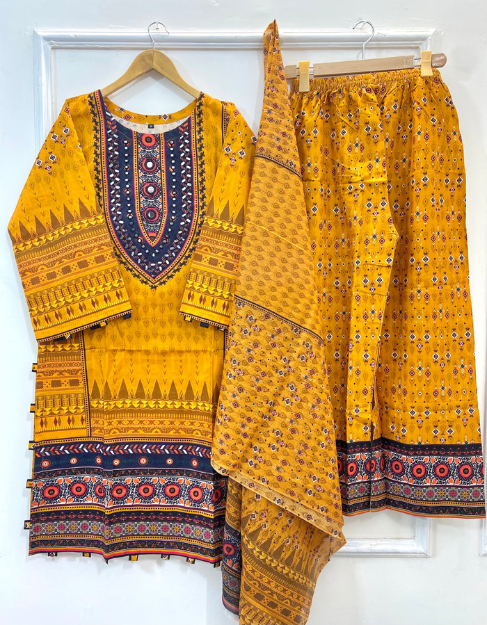Mirrored Majesty 3PC (Khaddar) D-165