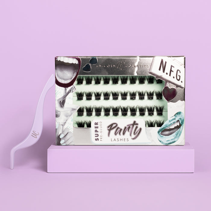 N.F.G. Super Pre-Glued Party Lashes + Tweezer Duo - Unicorn Cosmetics