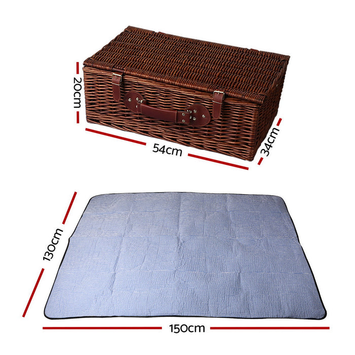 NNEDSZ 4 Person Picnic Basket Baskets Handle Outdoor Insulated Blanket