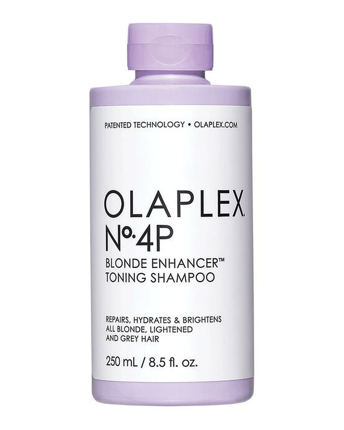 Olaplex No.4P Blonde Enhancer Toning Shampoo bottle on a white background-hair care canada