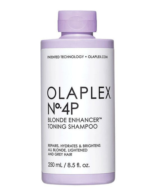 Olaplex No.4P Blonde Enhancer Toning Shampoo bottle on a white background-hair care canada