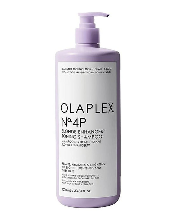 Olaplex No.4P Blonde Enhancer Toning Shampoo bottle on a white background - Hair Care Canada