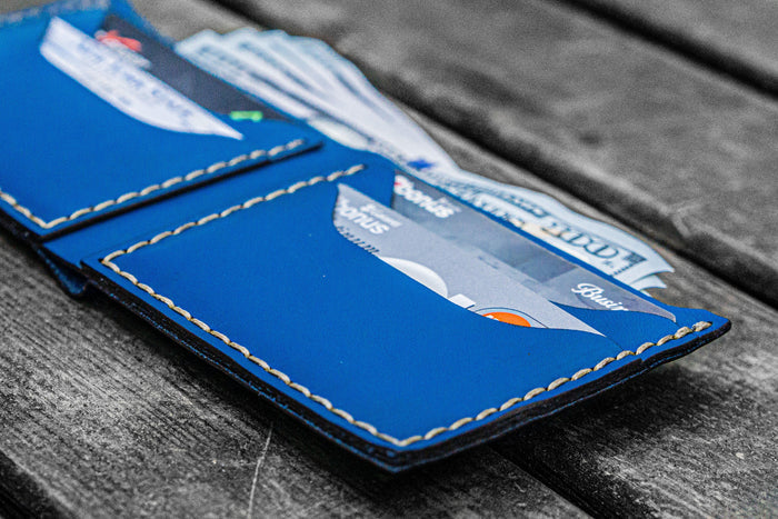 No.48 Personalized Handmade Leather Wallet - Blue