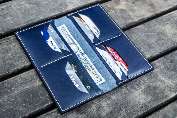 No.49 Handmade Leather Women Wallet - Navy Blue