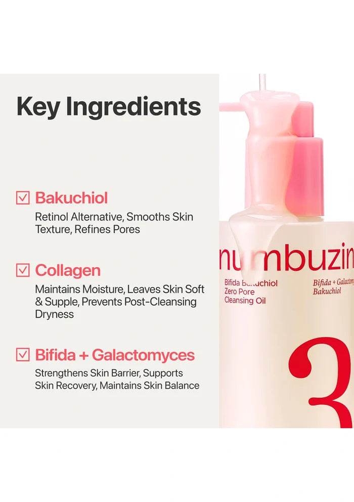 Numbuzin skincare product with key ingredients listed on a white background
