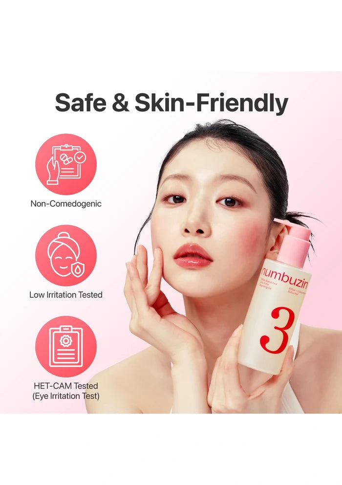 Woman holding a skincare product with 'Safe & Skin-Friendly' text and icons on a pink background
