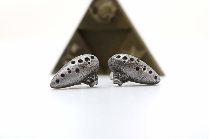Zelda Earrings Ocarina of Time -Stainless Steel Stud- Legend of Zelda - Nintendo/Zelda Gift - LootCaveCo