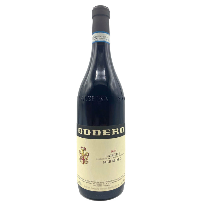 Oddero Nebbiolo 2018 wine bottle, dark glass, cream label