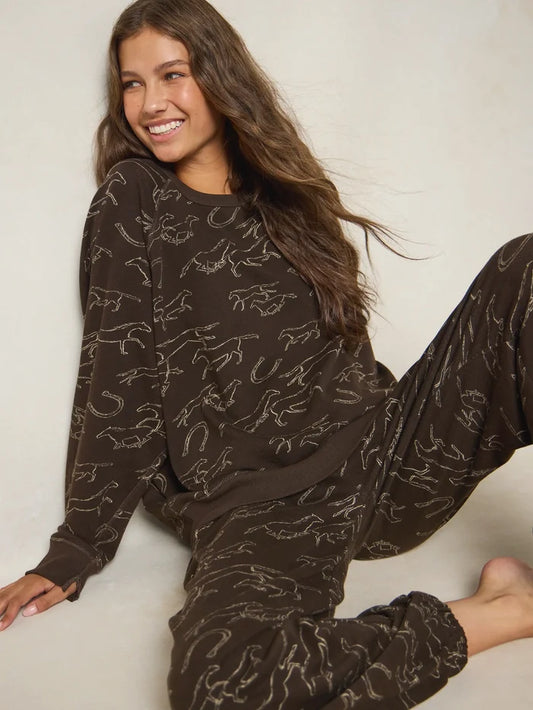 Old School Cotton Sweatshirt - Western Wild Chocolate-view 1