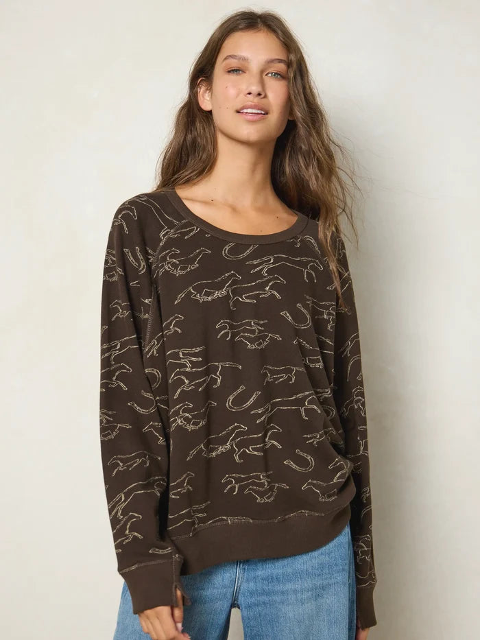 Old School Cotton Sweatshirt - Western Wild Chocolate-view 2