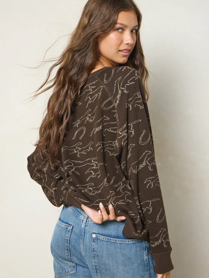Old School Cotton Sweatshirt - Western Wild Chocolate-view 4