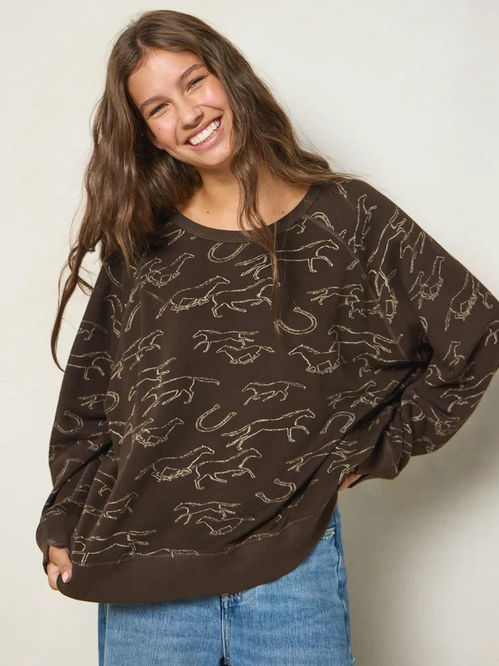 Old School Cotton Sweatshirt - Western Wild Chocolate-view 6