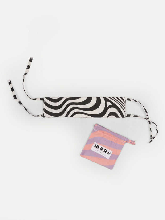 Organic Cotton Face Mask- Ear Ties | Black & White-Image 1