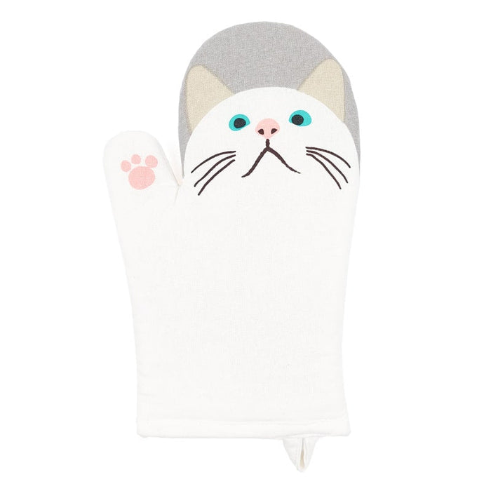 Oven Mitt - White Cat