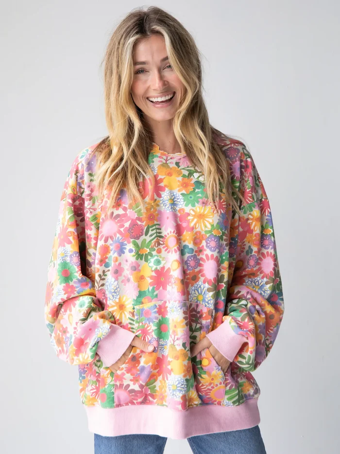 Oversized Printed Sweatshirt - Floral-view 4