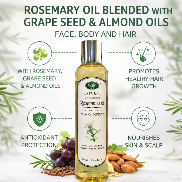 P+50 Rosemary Oil 200ml | Hair Growth Oil for Thicker, Longer & Stronger Hair | Scalp Treatment for Hair Loss & Healthy Growth