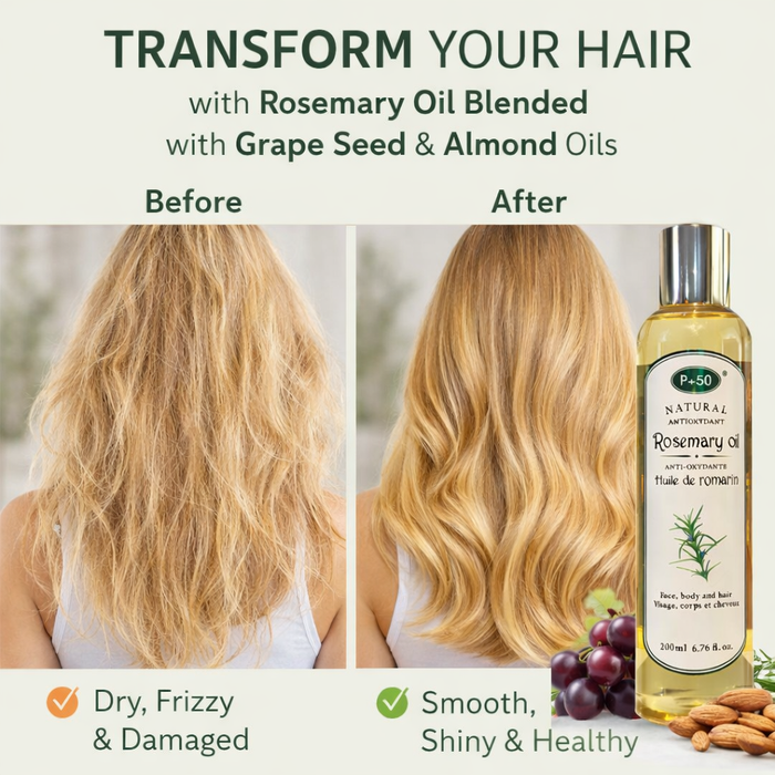 P+50 Rosemary Oil 200ml | Hair Growth Oil for Thicker, Longer & Stronger Hair | Scalp Treatment for Hair Loss & Healthy Growth
