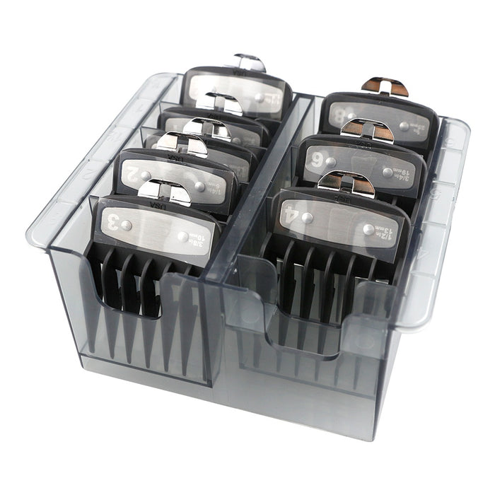 PALMS Transparent 8 Calipers Square Hair Clipper Guards Storage Box - Palms Fashion Inc.