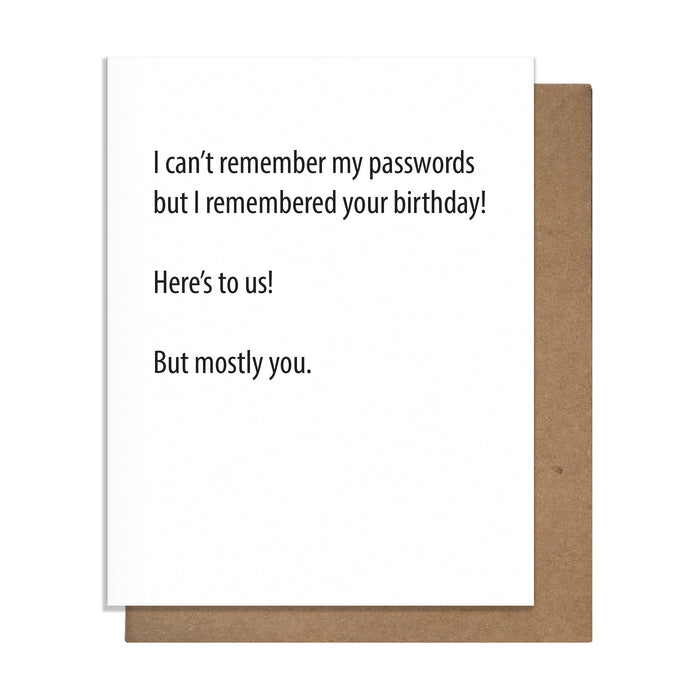 Passwords - Birthday Card - B Social Boutique