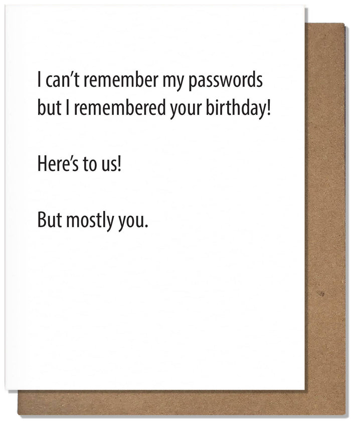 Passwords - Birthday Card - B Social Boutique