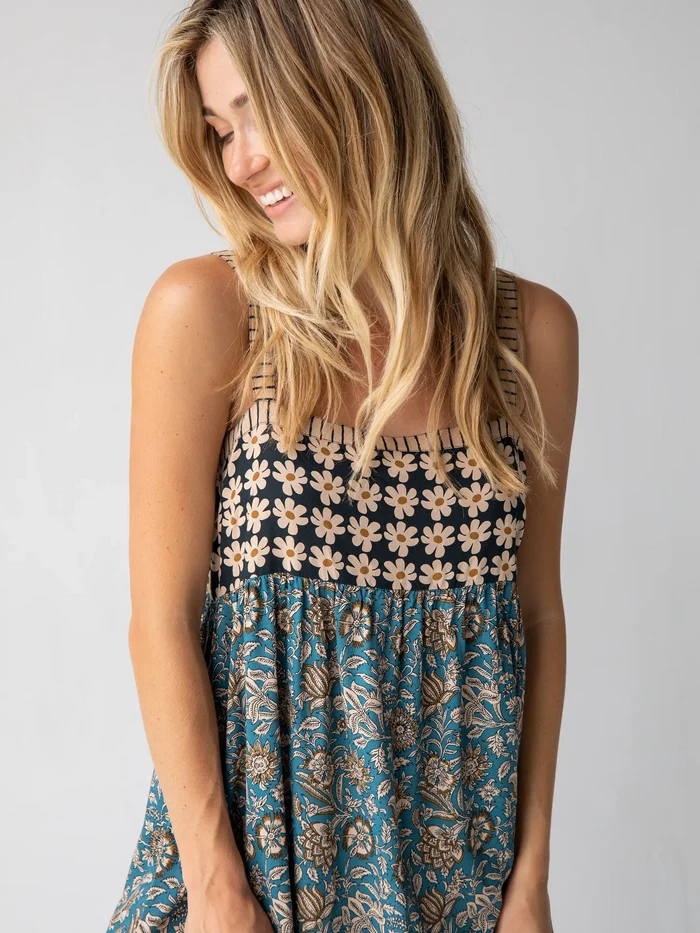 Patti Side Slit Maxi Dress - Cream Floral Mix-view 1