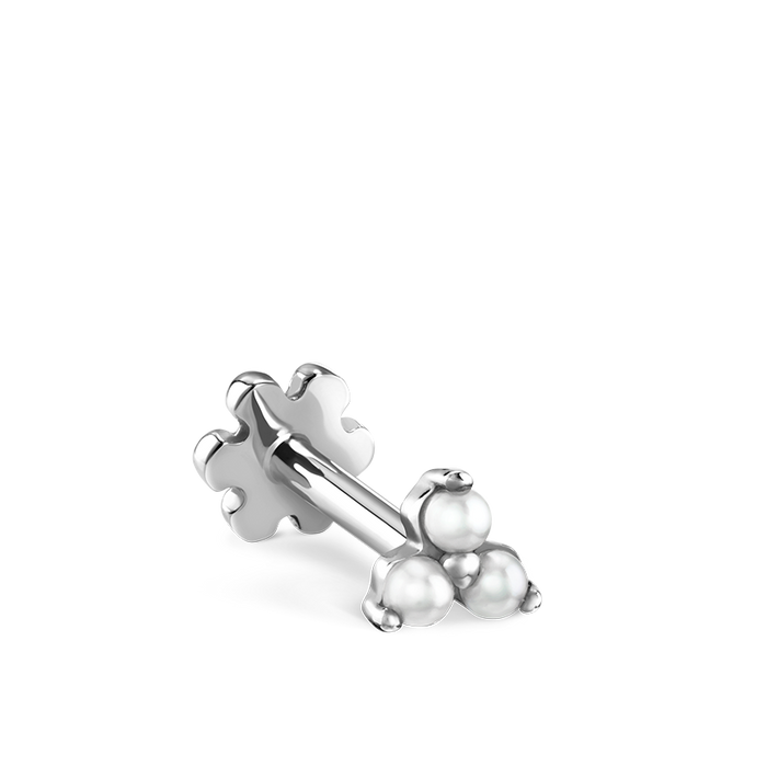 Pearl Trinity Threaded Stud Earring With Titanium Backing