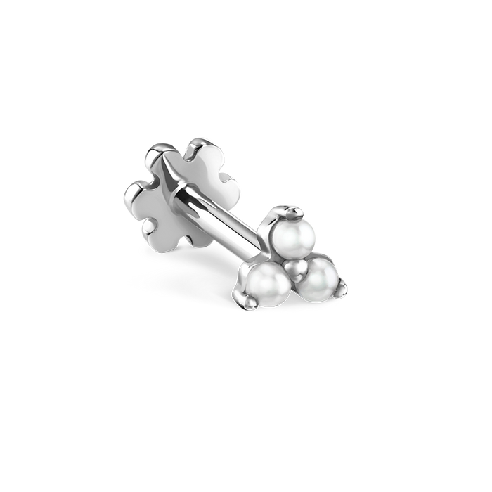 Pearl Trinity Threaded Stud Earring With Titanium Backing