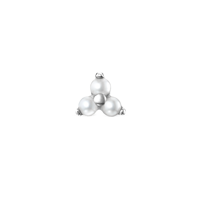 Pearl Trinity Threaded Stud Earring With Titanium Backing
