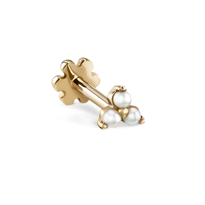 Pearl Trinity Threaded Stud Earring With Titanium Backing