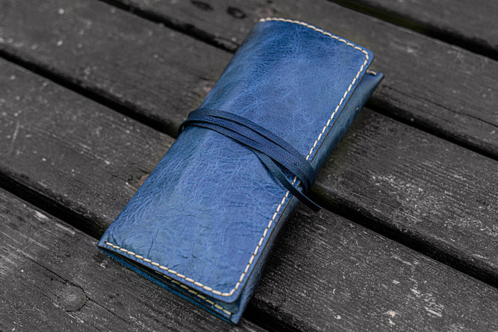 Personalized Leather Pipe Pouch/Pipe Roll - Rustic Navy