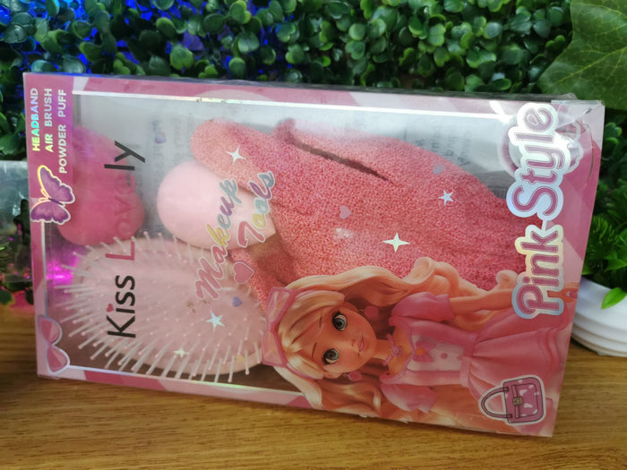 Pink Style Brush/Puffs/Exfoliating Gloves
