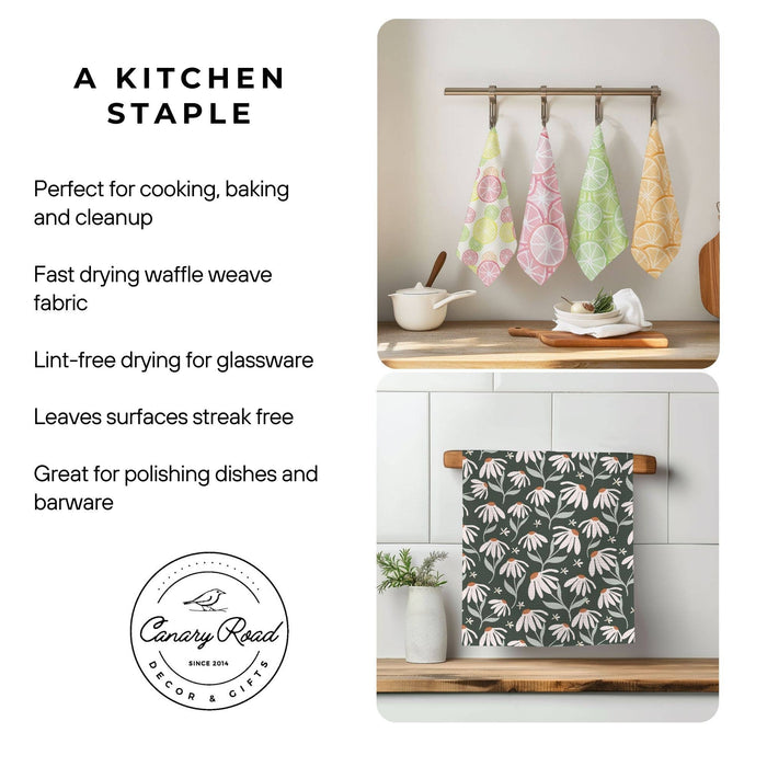 Plaid Pumpkin Chinoiserie Fall Coastal Kitchen Towel Waffle