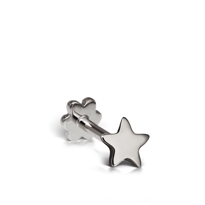 Plain Star Threaded Stud Earring With Titanium Backing