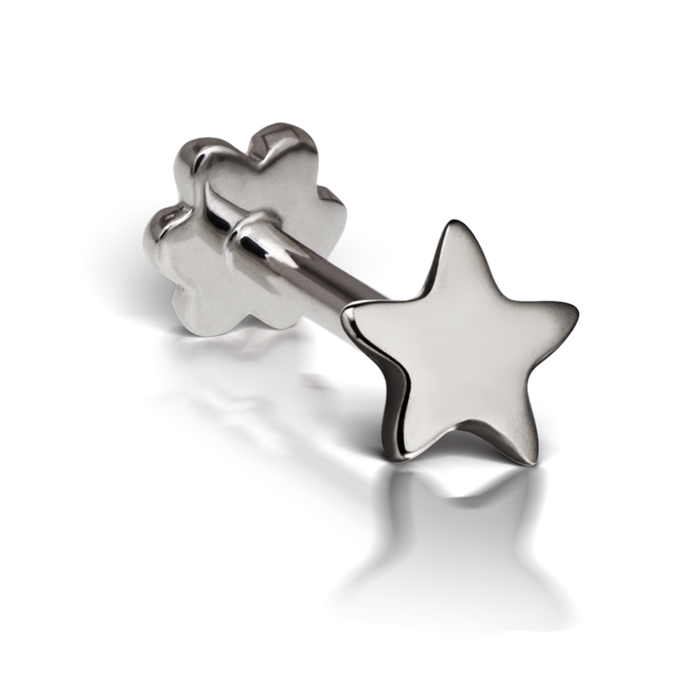 Plain Star Threaded Stud Earring With Titanium Backing