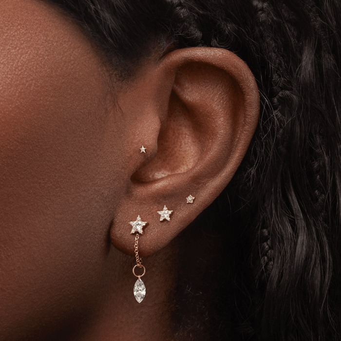 Plain Star Threaded Stud Earring With Titanium Backing